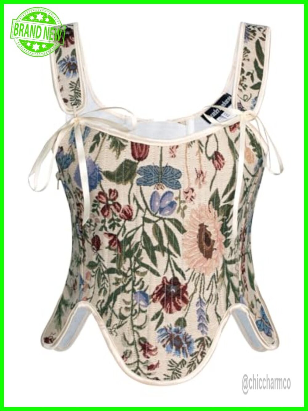 Floral Lace Up Corset Top Renaissance Bustier
